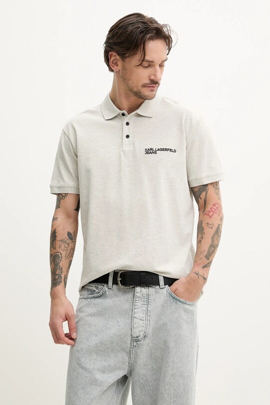 Karl Lagerfeld Jeans polo bawełniane bawełna szary A2M17094