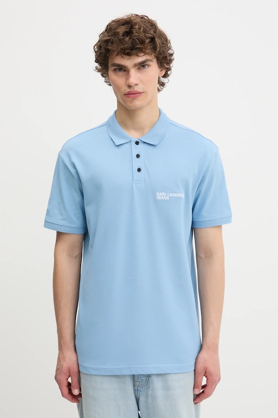 Karl Lagerfeld Jeans polo bawełniane bawełna niebieski A2M17094