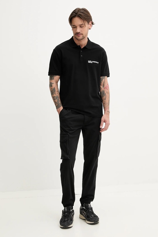 Бавовняне поло Karl Lagerfeld Jeans A2M17094 чорний SS25