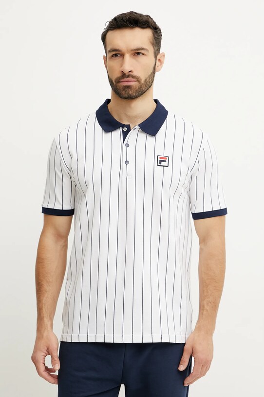 Fila polo de bumbac Linter regular alb FAM0923