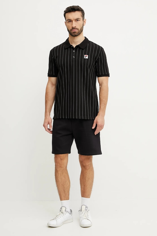 Fila polo bawełniane Linter FAM0923 czarny SS25