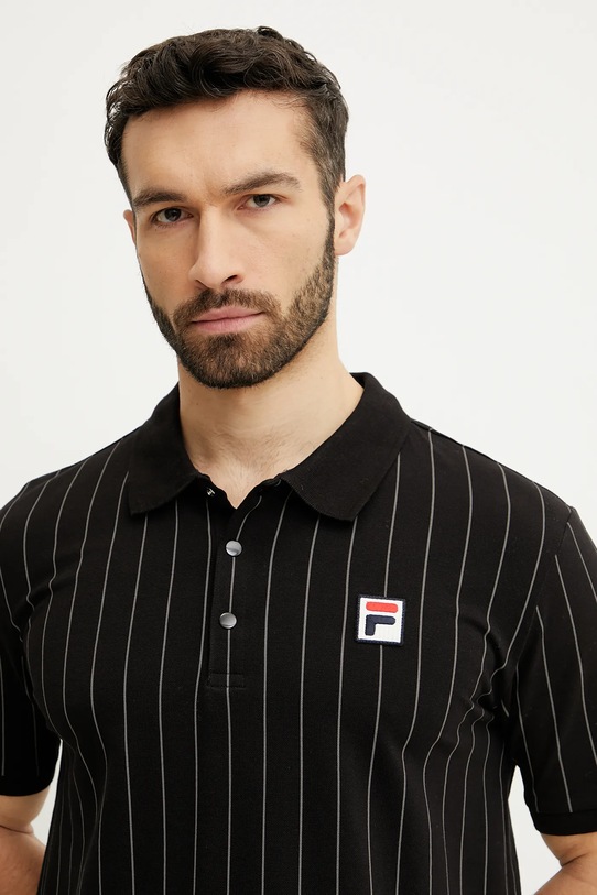 Fila polo bawełniane Linter czarny FAM0923