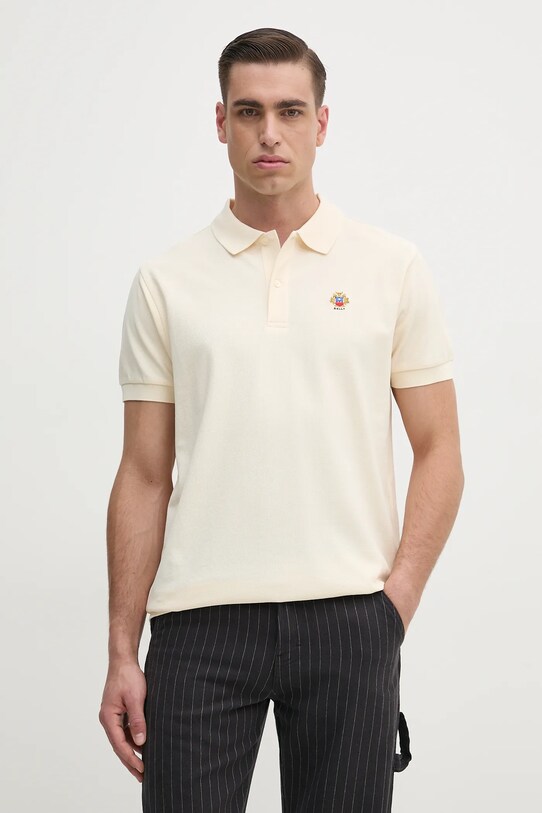 Bally polo de bumbac regular bej MJE06N