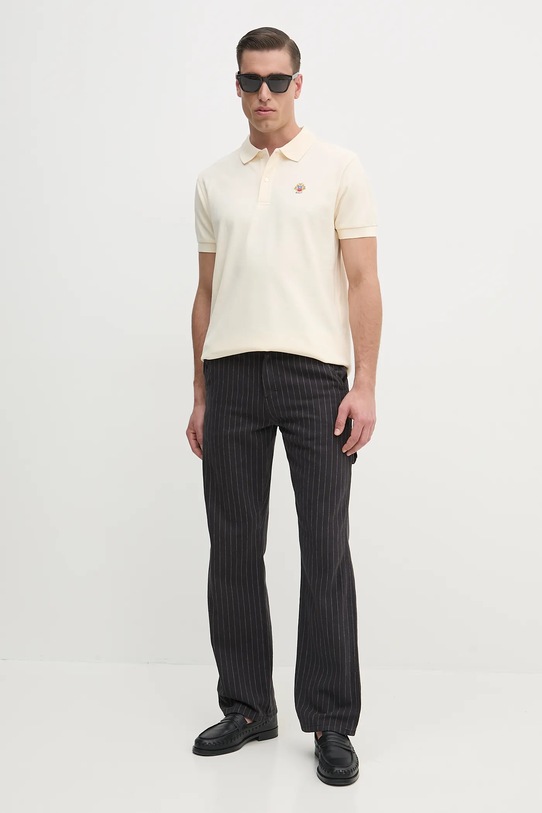 Bally polo bawełniane MJE06N beżowy AW25