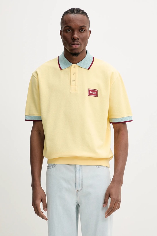 Bavlněné polo tričko Drôle de Monsieur Le Polo Pique hladký žlutá G.PL147.CO162.BAN