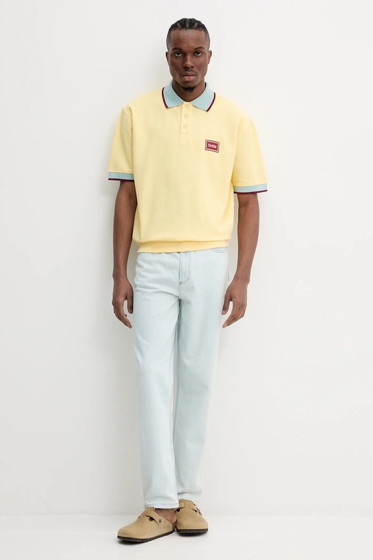 Bavlněné polo tričko Drôle de Monsieur Le Polo Pique G.PL147.CO162.BAN žlutá SS25