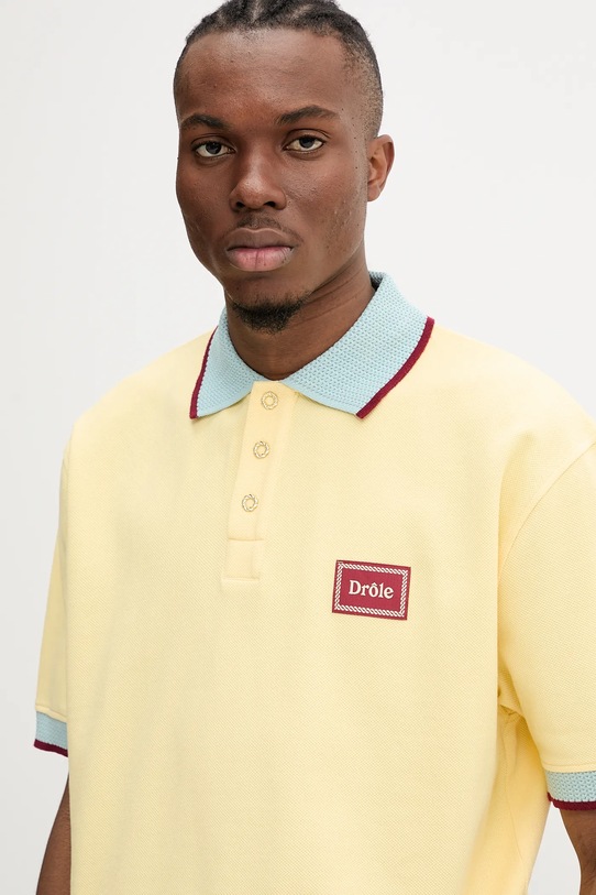 Bavlněné polo tričko Drôle de Monsieur Le Polo Pique žlutá G.PL147.CO162.BAN