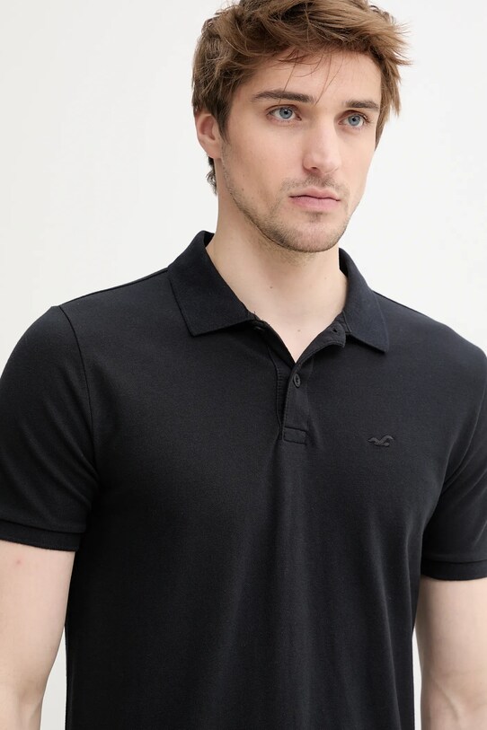Hollister Co. tricou polo negru KI324.5172.900
