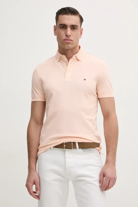 Tommy Hilfiger tricou polo slim portocaliu MW0MW17771.