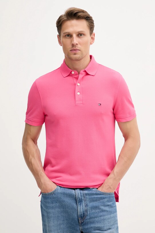 Tommy Hilfiger poló sima rózsaszín MW0MW17771.