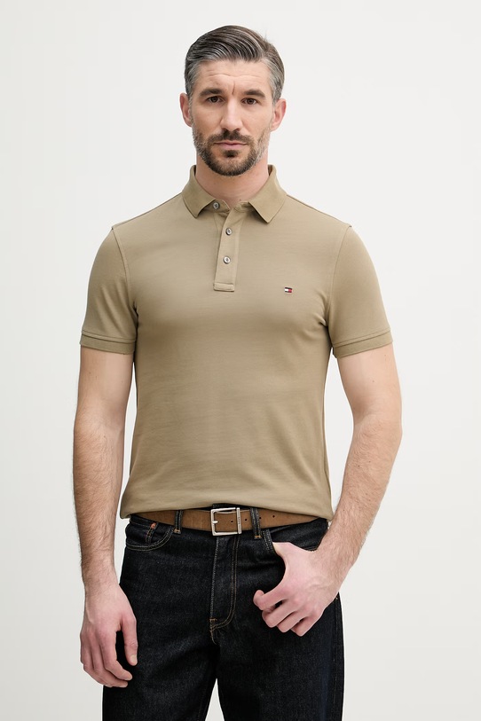 Tommy Hilfiger polo bawełniane z elastanem zielony MW0MW17771.