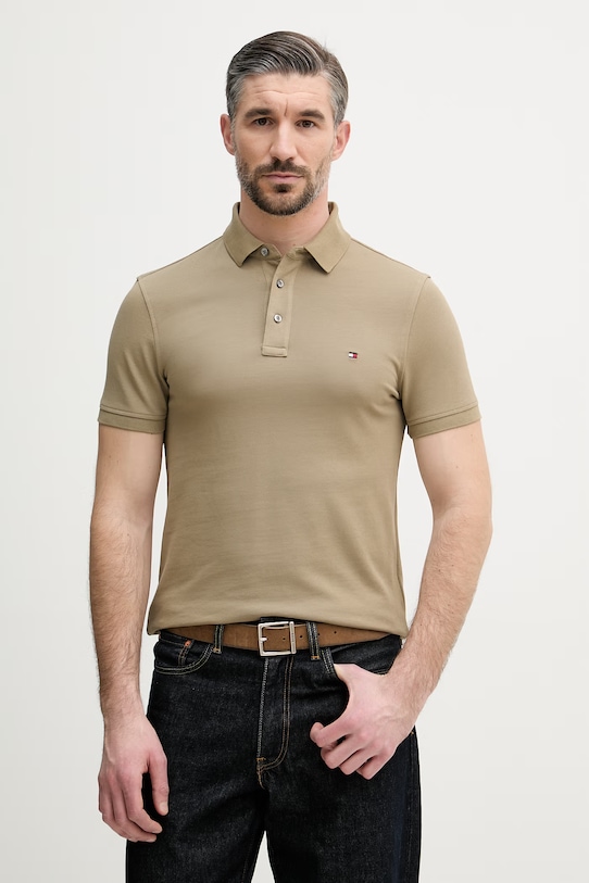 Tommy Hilfiger polo bawełniane z elastanem zielony MW0MW17771.