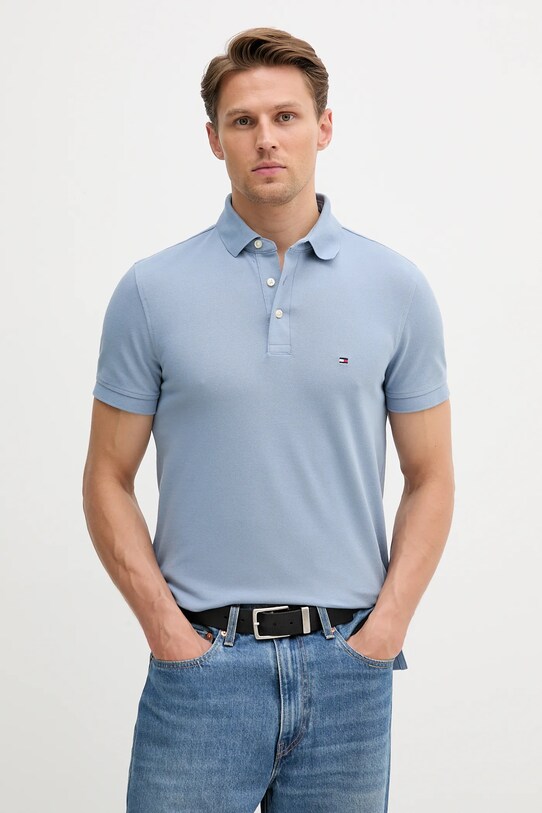 Tommy Hilfiger polo z elastanem niebieski MW0MW17771.