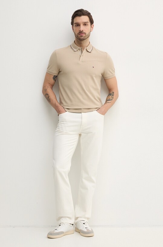 Tommy Hilfiger tricou polo MW0MW38459 bej SS25