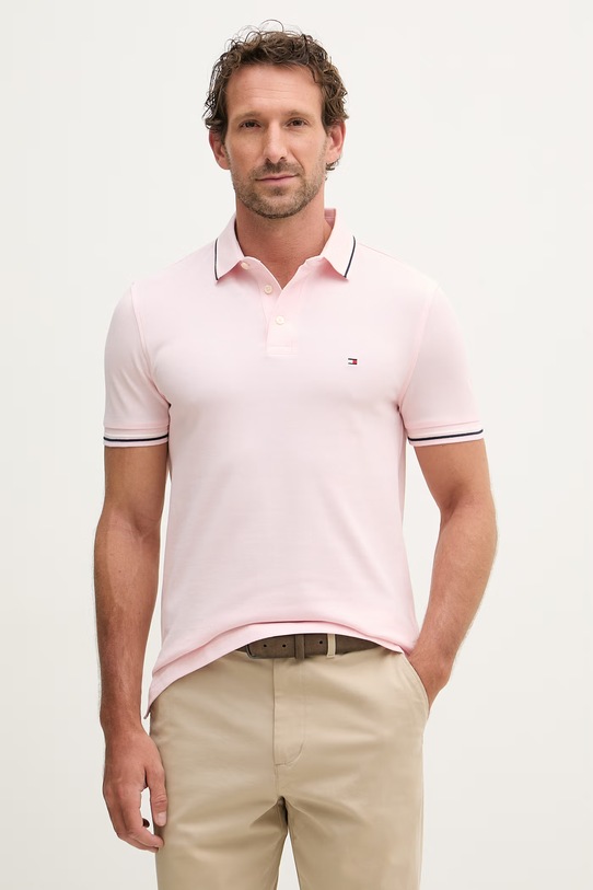 Tommy Hilfiger t-shirt męski bawełniany różowy MW0MW39993