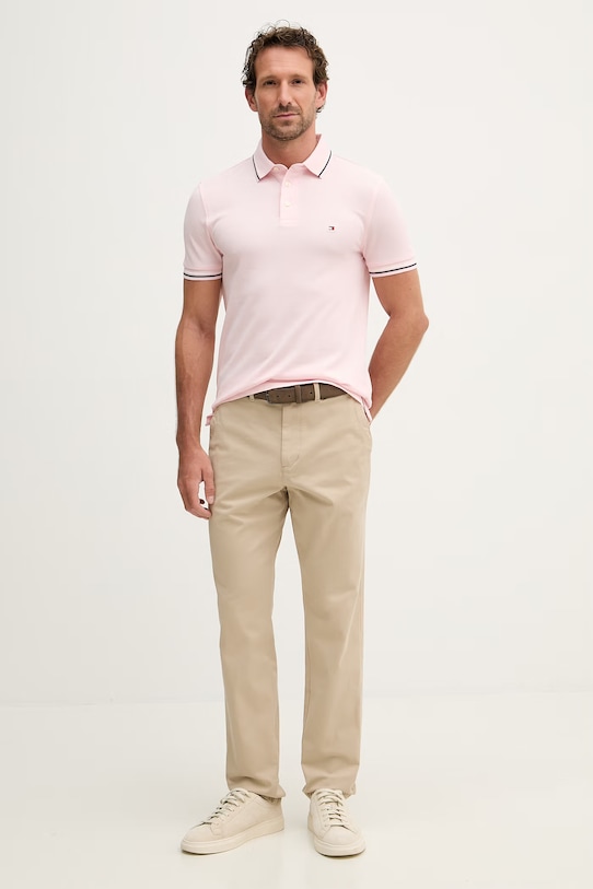 Tommy Hilfiger t-shirt męski bawełniany MW0MW39993 różowy SS26