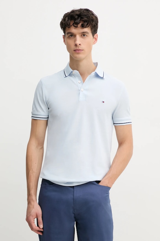 Tommy Hilfiger polo z elastanem niebieski MW0MW39993