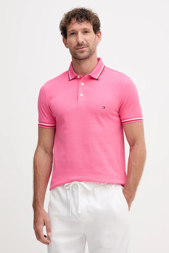 Polo tričko Tommy Hilfiger jednofarebný ružová MW0MW39993