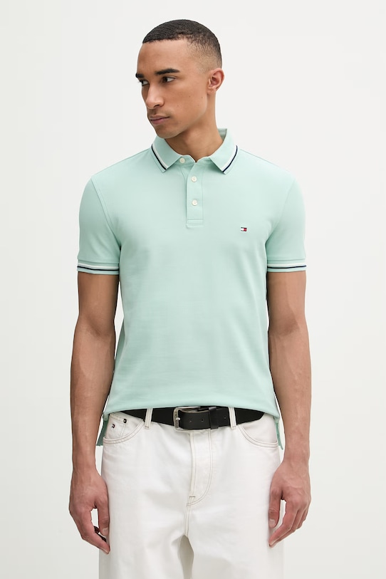 Tommy Hilfiger t-shirt męski bawełniany turkusowy MW0MW39993