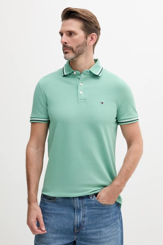 Tommy Hilfiger polo z elastanem zielony MW0MW39993