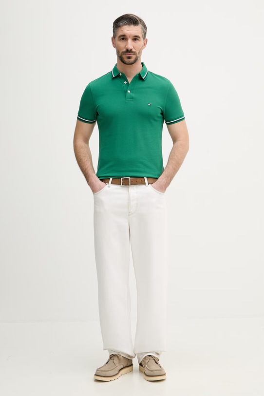 Tommy Hilfiger t-shirt męski bawełniany MW0MW39993 zielony SS26