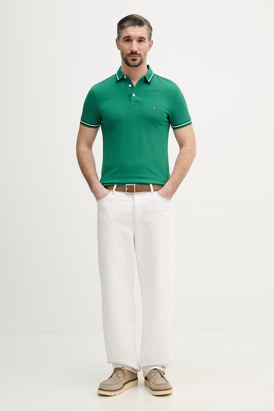 Tommy Hilfiger t-shirt męski bawełniany MW0MW39993 zielony SS26