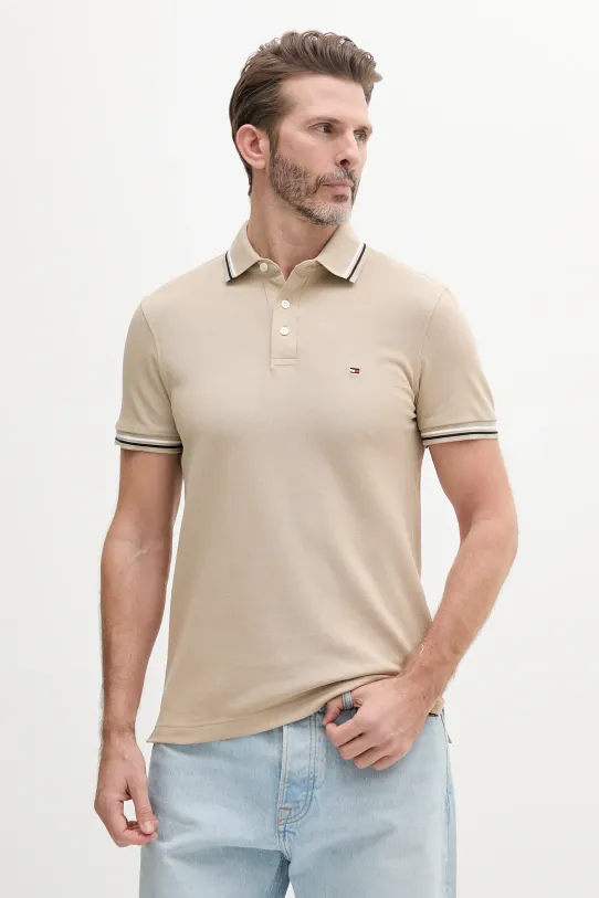Polo tričko Tommy Hilfiger hladký béžová MW0MW39993