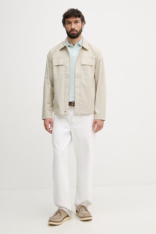 Tommy Hilfiger polo męskie z dodatkiem lnu MW0MW33140 turkusowy SS26