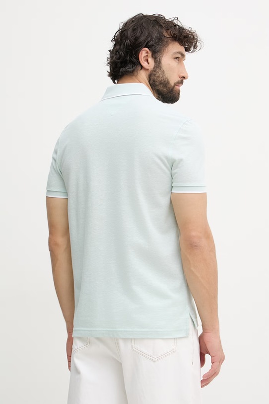 Oblečení Tommy Hilfiger polo pánské s příměsí lnu MW0MW33140 tyrkysová