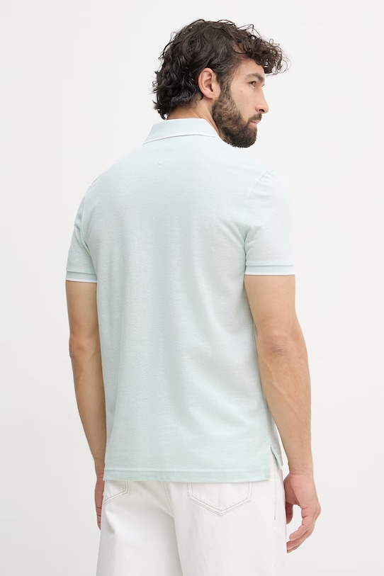 Odzież Tommy Hilfiger polo męskie z dodatkiem lnu MW0MW33140 turkusowy