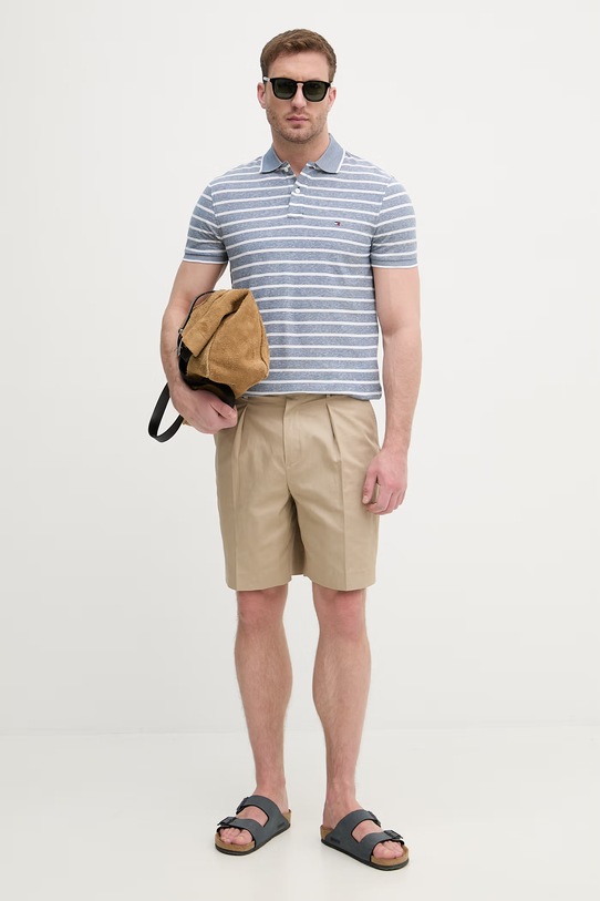 Tommy Hilfiger πόλο ανδρικό με πρόσμιξη λινού MW0MW33140 μπλε SS26