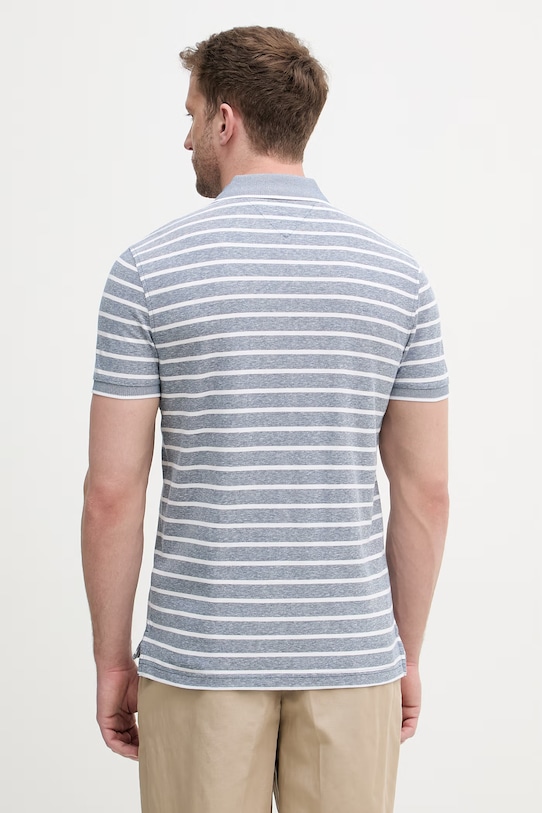 Ρούχα Tommy Hilfiger πόλο ανδρικό με πρόσμιξη λινού MW0MW33140 μπλε