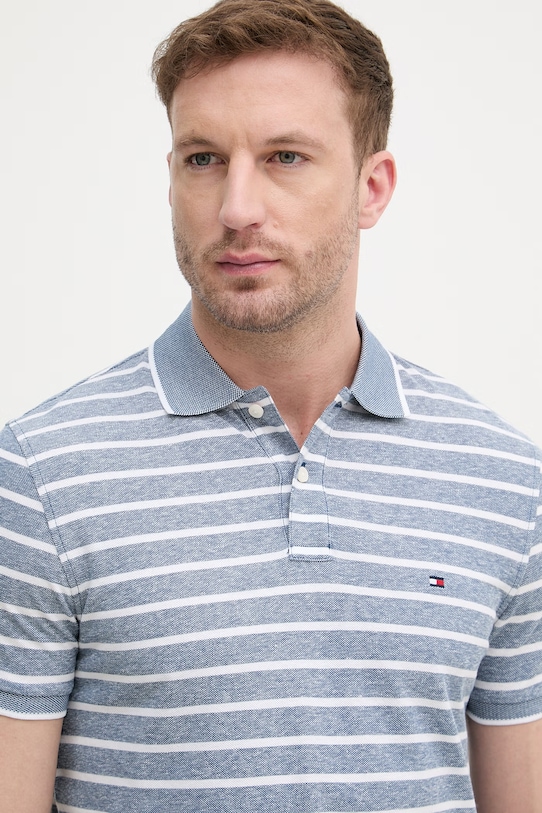 Tommy Hilfiger πόλο ανδρικό με πρόσμιξη λινού μπλε MW0MW33140