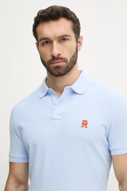 Βαμβακερό μπλουζάκι πόλο Tommy Hilfiger μπλε MW0MW33167