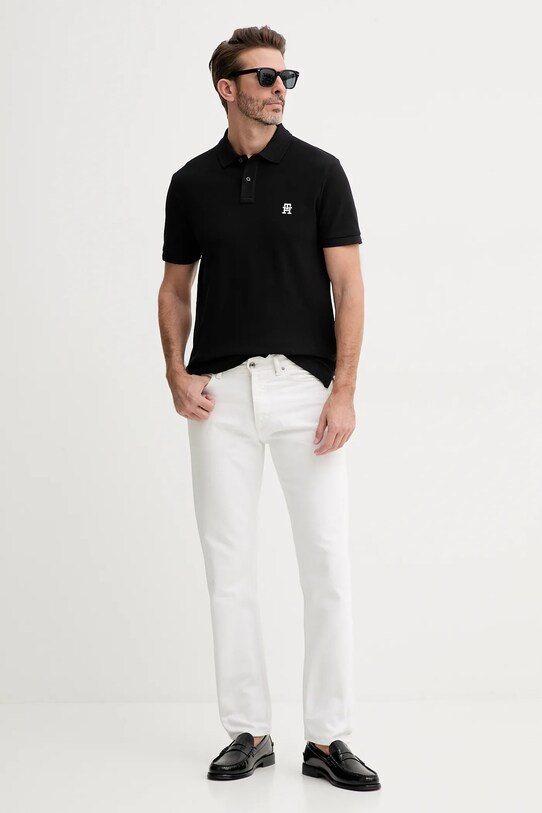 Бавовняне поло Tommy Hilfiger MW0MW33167 чорний SS25