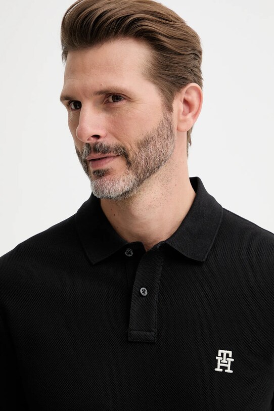 Бавовняне поло Tommy Hilfiger чорний MW0MW33167