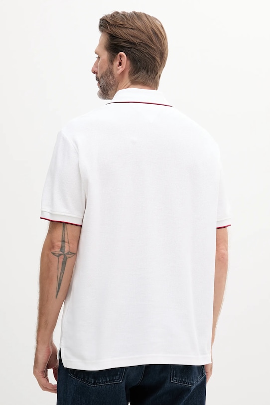 Βαμβακερό μπλουζάκι πόλο Tommy Hilfiger MW0MW38457 λευκό SS25