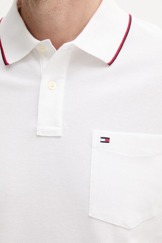 Βαμβακερό μπλουζάκι πόλο Tommy Hilfiger λευκό MW0MW38457