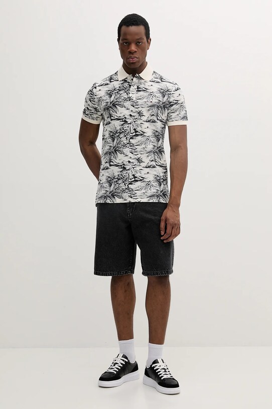 Tommy Hilfiger polo z domieszką lnu MW0MW38475 beżowy SS25