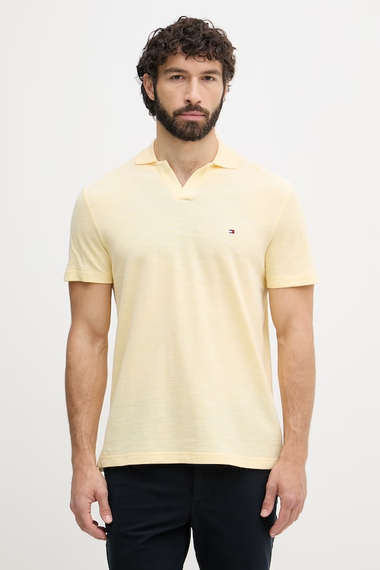 Tommy Hilfiger πόλο ανδρικό βαμβακερό κίτρινο MW0MW38482