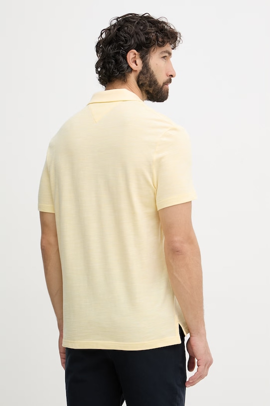 Ρούχα Tommy Hilfiger πόλο ανδρικό βαμβακερό MW0MW38482 κίτρινο