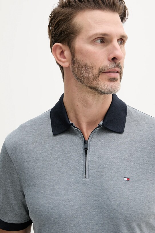 Тениска с яка Tommy Hilfiger сив MW0MW38492
