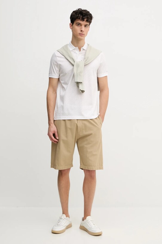 Памучна тениска с яка Tommy Hilfiger MW0MW39218 бял SS25