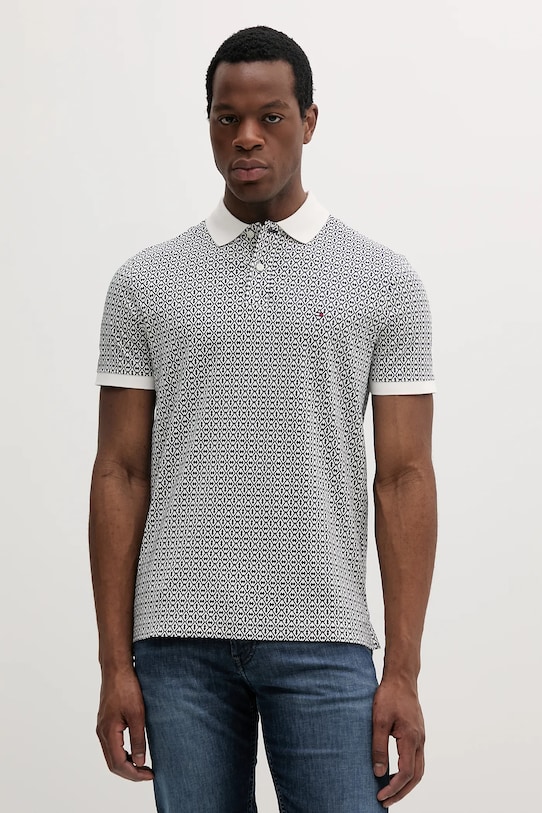 Tommy Hilfiger polo bawełniane wzorzyste granatowy MW0MW39234