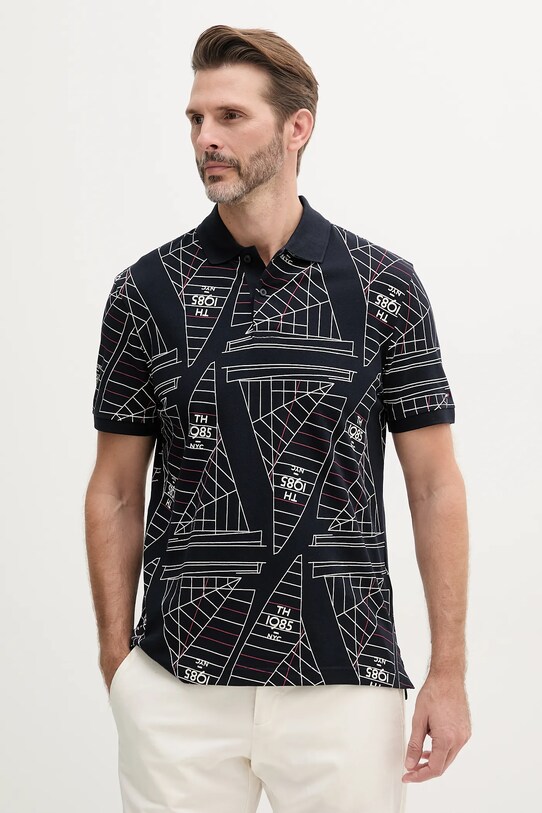 Bombažen polo Tommy Hilfiger Vzorčasti mornarsko modra MW0MW39309