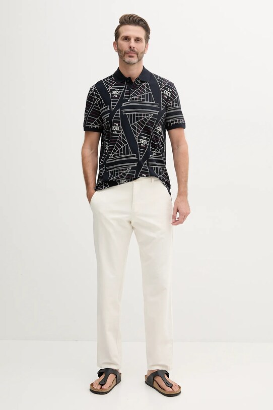 Bombažen polo Tommy Hilfiger MW0MW39309 mornarsko modra SS25