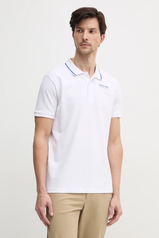 Red Bull Racing x Pepe Jeans tricou polo TIPPED LOGO POLO slim alb RM540013