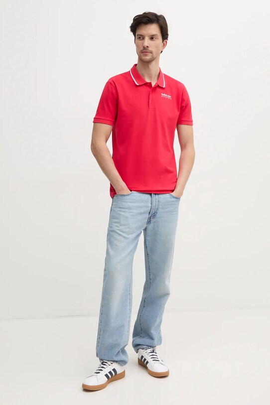 Red Bull Racing x Pepe Jeans tricou polo TIPPED LOGO POLO RM540013 rosu SS25