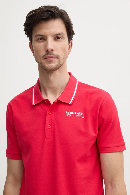 Red Bull Racing x Pepe Jeans tricou polo TIPPED LOGO POLO rosu RM540013