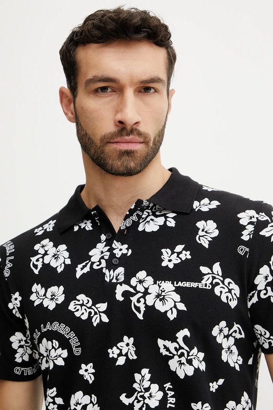 Karl Lagerfeld polo de bumbac negru A2M46036